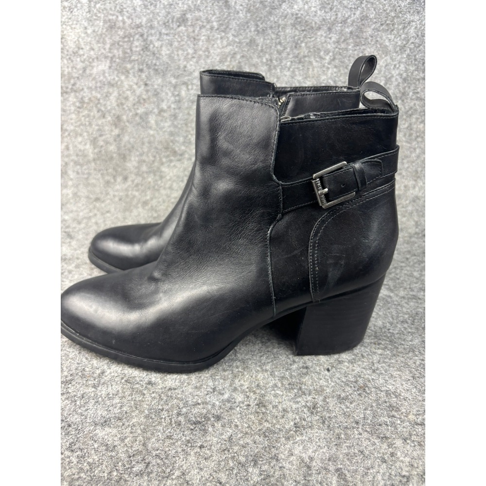 Lauren Ralph Lauren Genna Boots Womens 10B Black Leather Buckle Block Heel Ankle